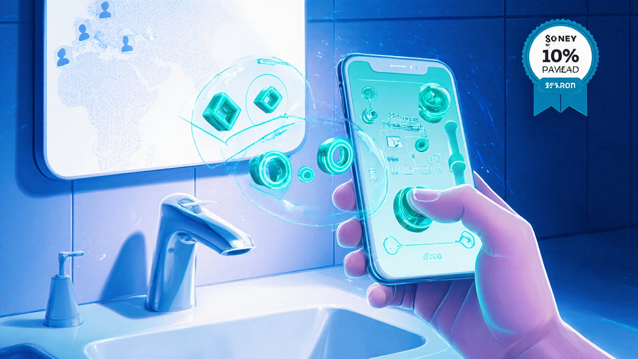 AR‑Overlay zeigt Schritt‑für‑Schritt‑Anleitung für einen defekten Wasserhahn.