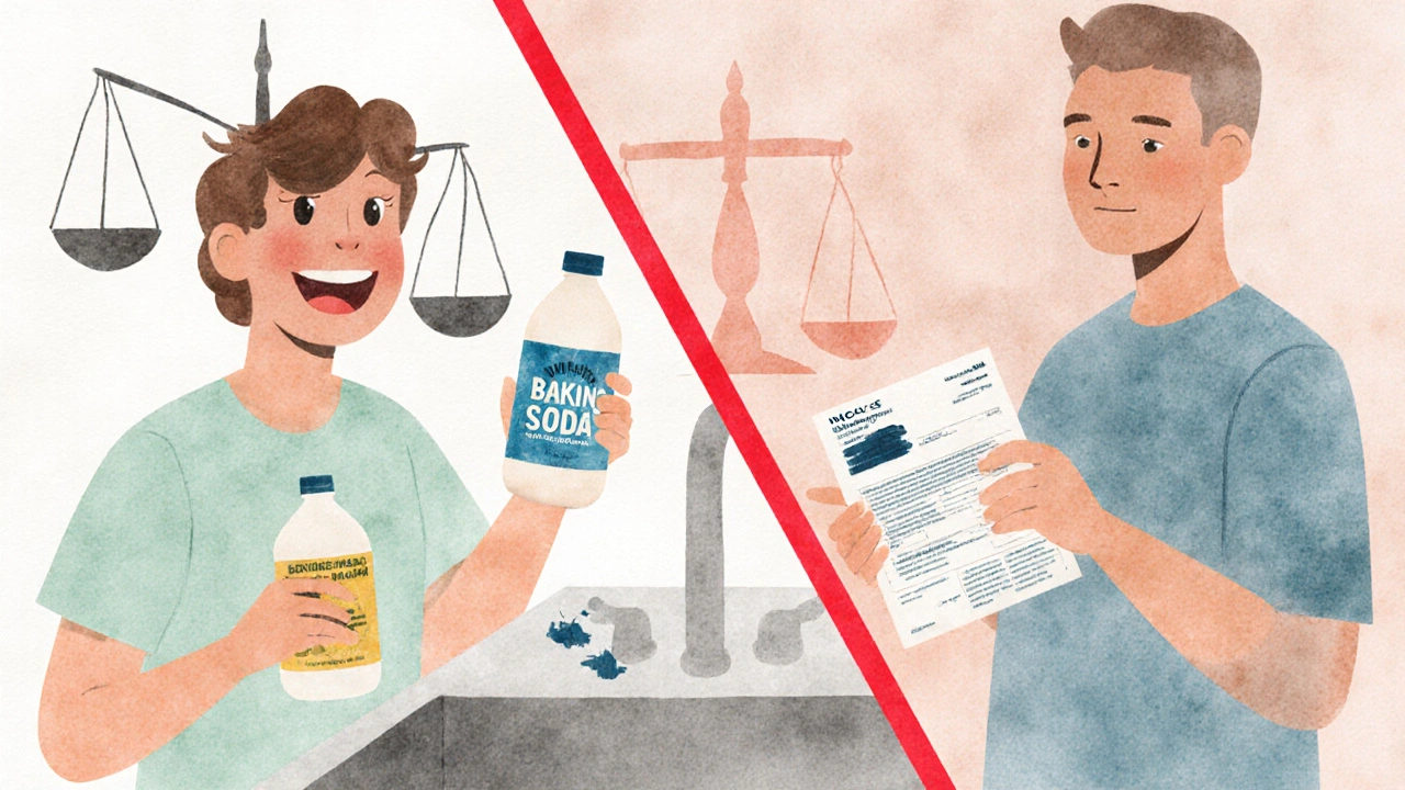 Konzeptuelle Darstellung: Sauberer Hack links, betrügerische Handlung rechts mit roter Trennlinie.