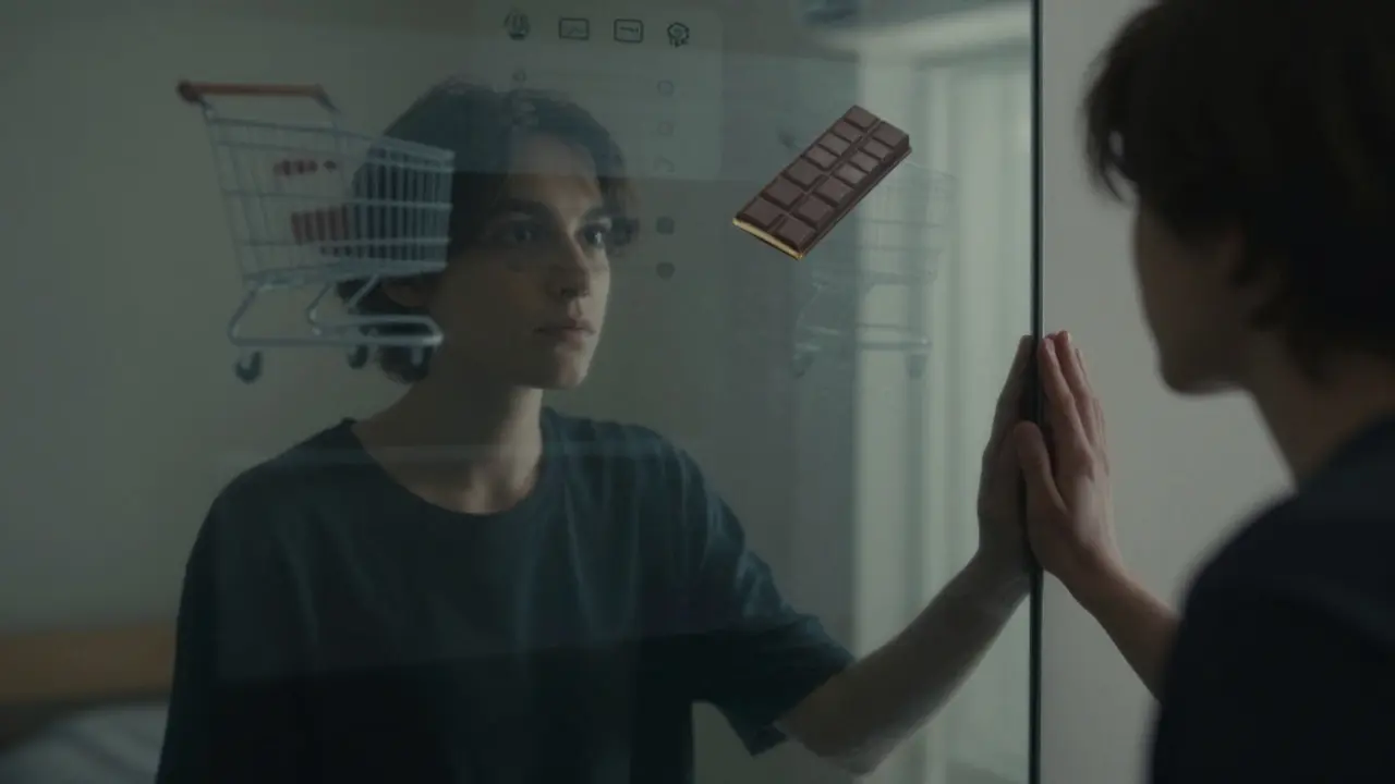 Mensch schaut in den Spiegel, während Impulse wie Schatten verschwinden.