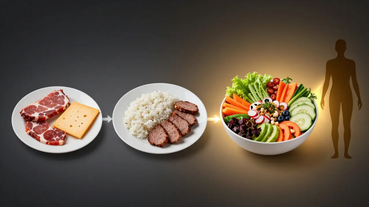 Vergleich von Ernährungsweisen: Keto, Vegan und Mittelmeerdiät mit fokussierter Gesundheit