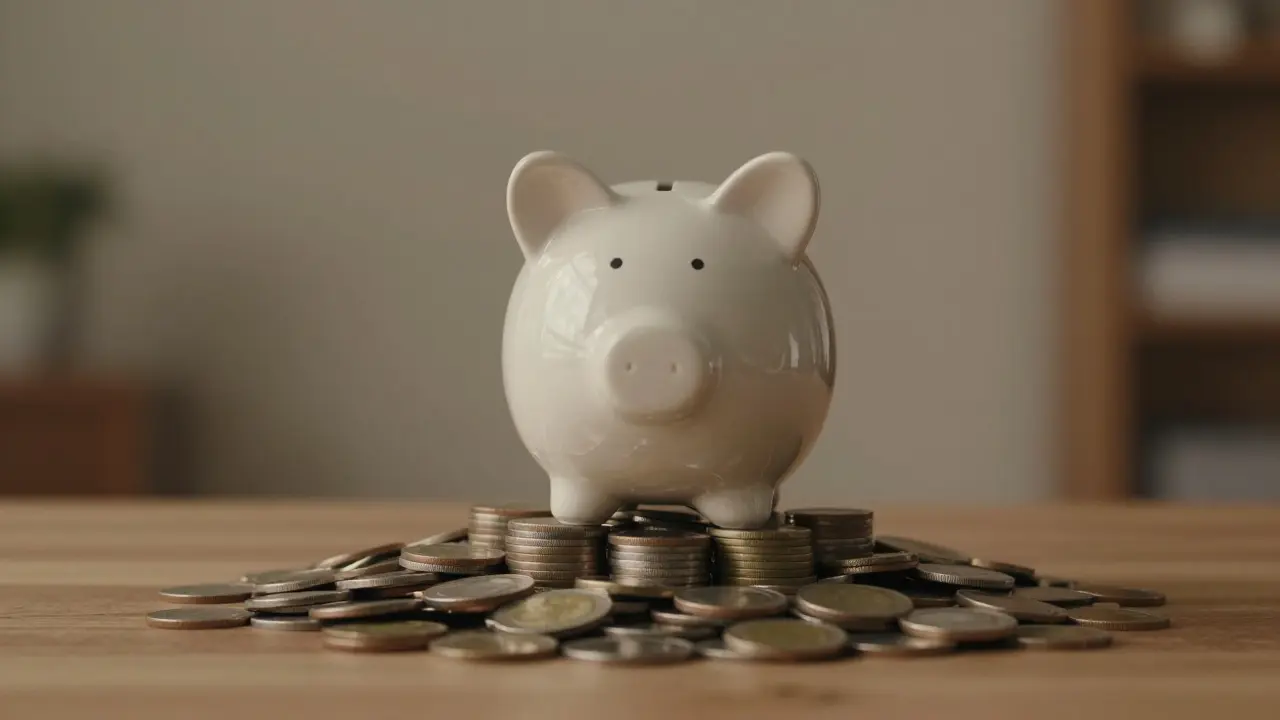 Sparstrumpf und Münzenbasis für finanzielle Sicherheit.