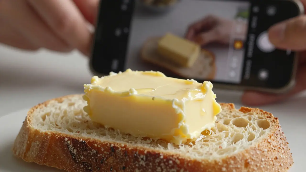 Butter schmilzt langsam auf Brot — ein zärtlicher Moment der emotionalen Verbindung.