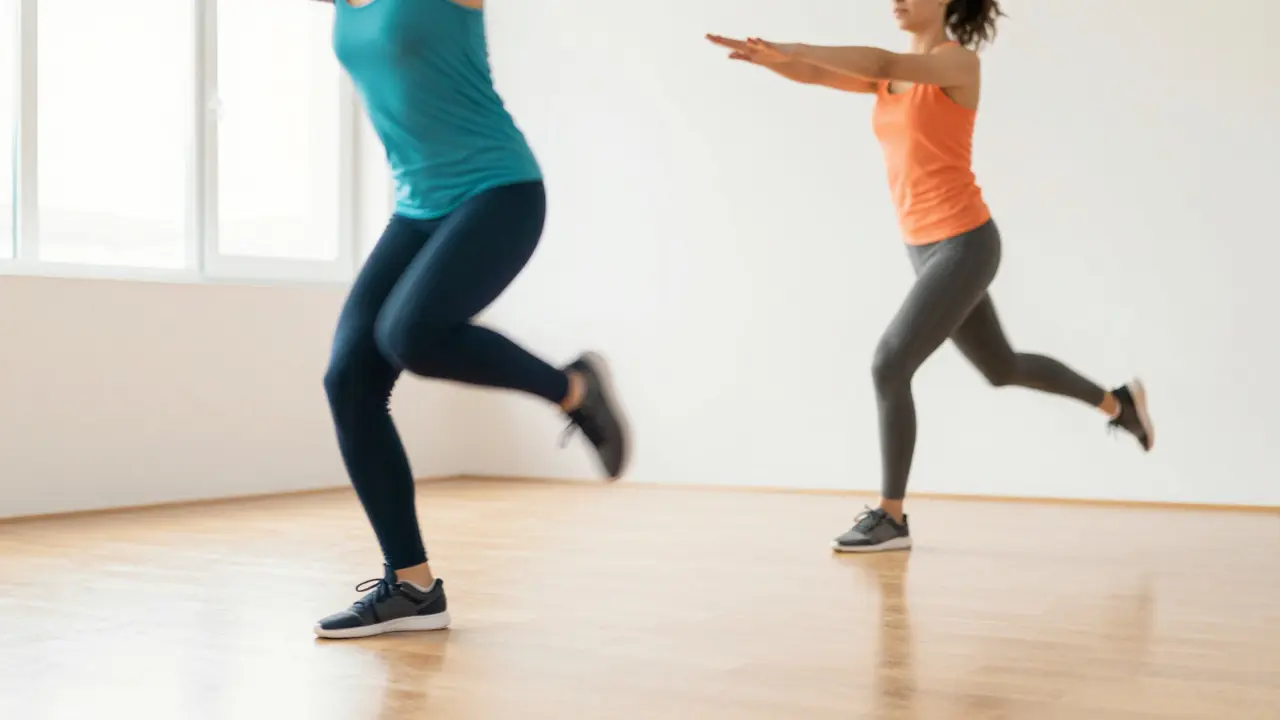 Sportler führt dynamische Beinschwünge zur Aktivierung der Muskulatur aus.