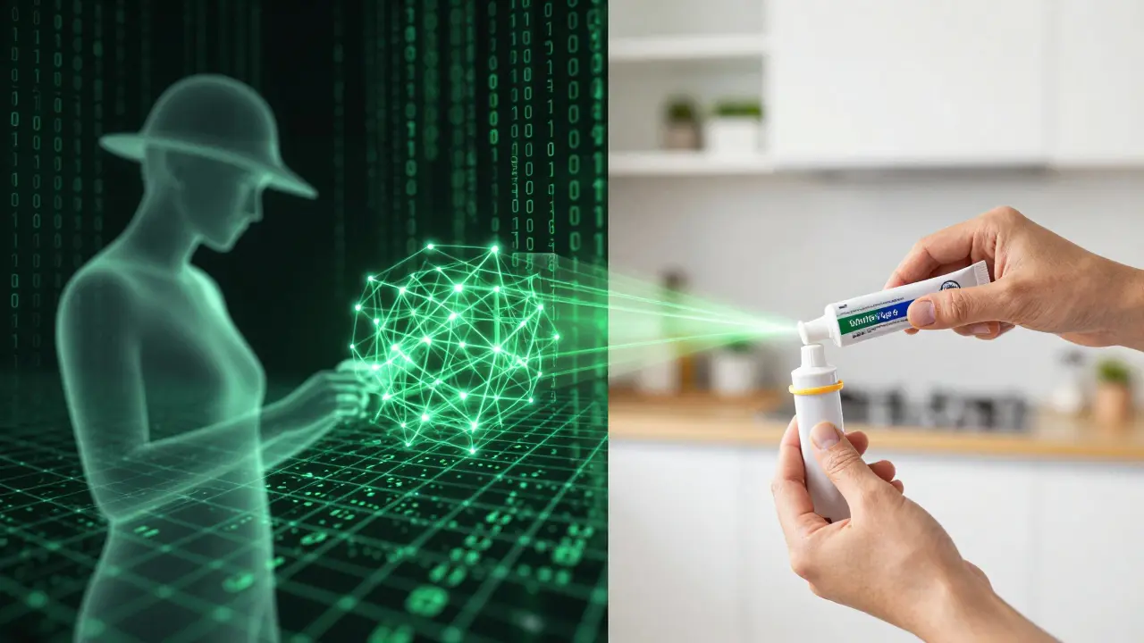 Vergleich zwischen einem digitalen Software-Hacker und einem praktischen Alltags-Trick.