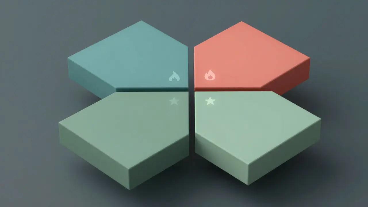 Abstract 3D visualization of four colored quadrants representing task prioritization