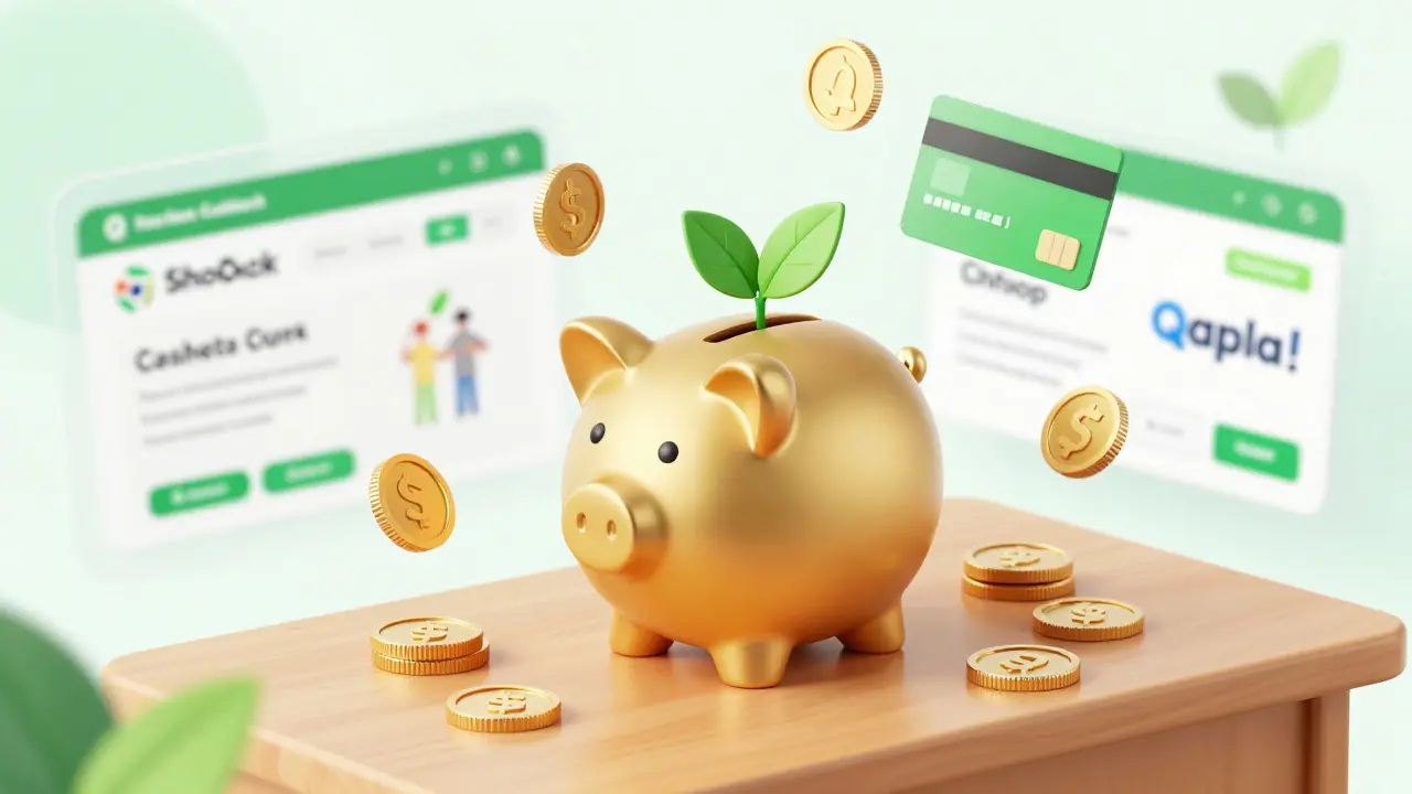 Konzeptionelle Darstellung von Cashback-Sparnissen und digitalen Münzen