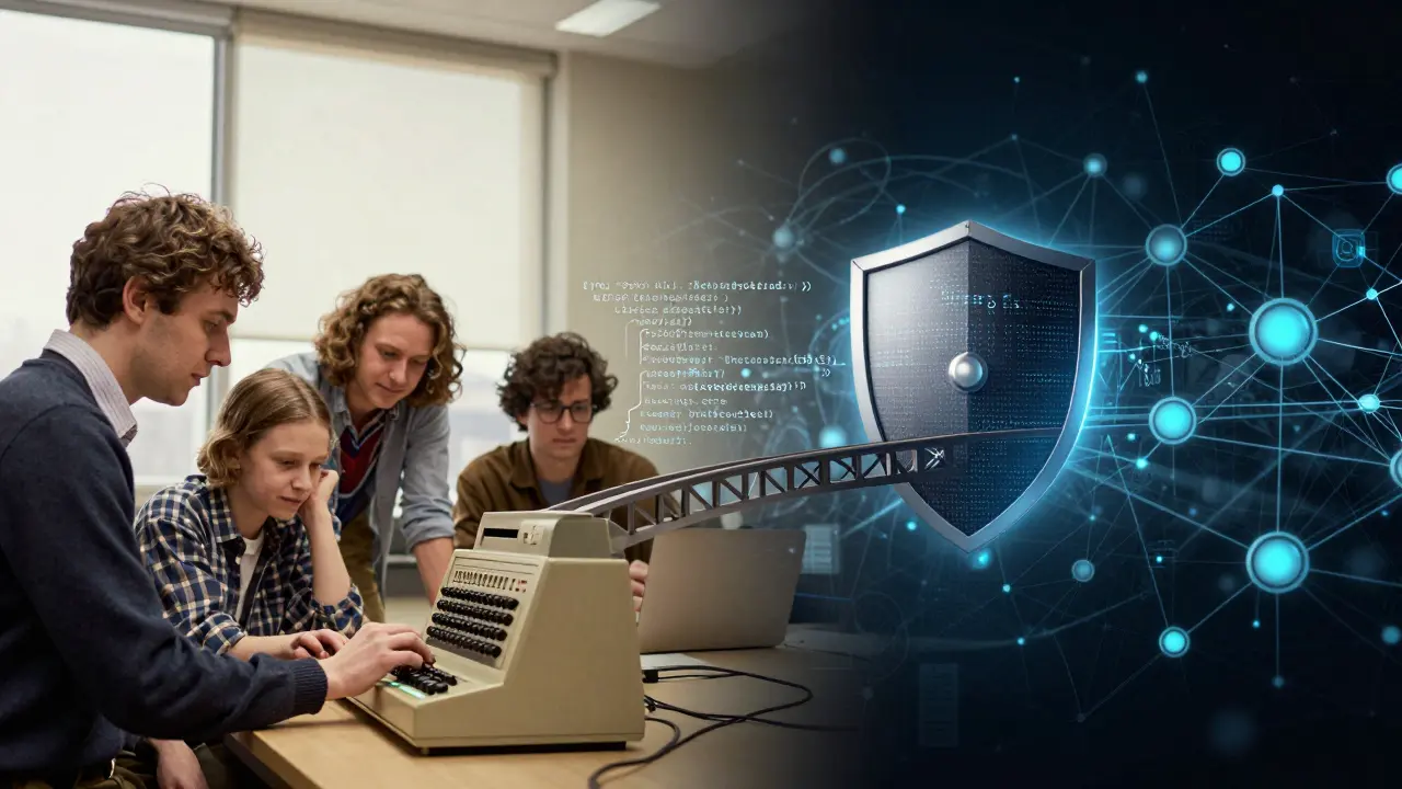 Konzeptkunst über die Entwicklung von Hacking von Kreativität zu Cybersicherheit