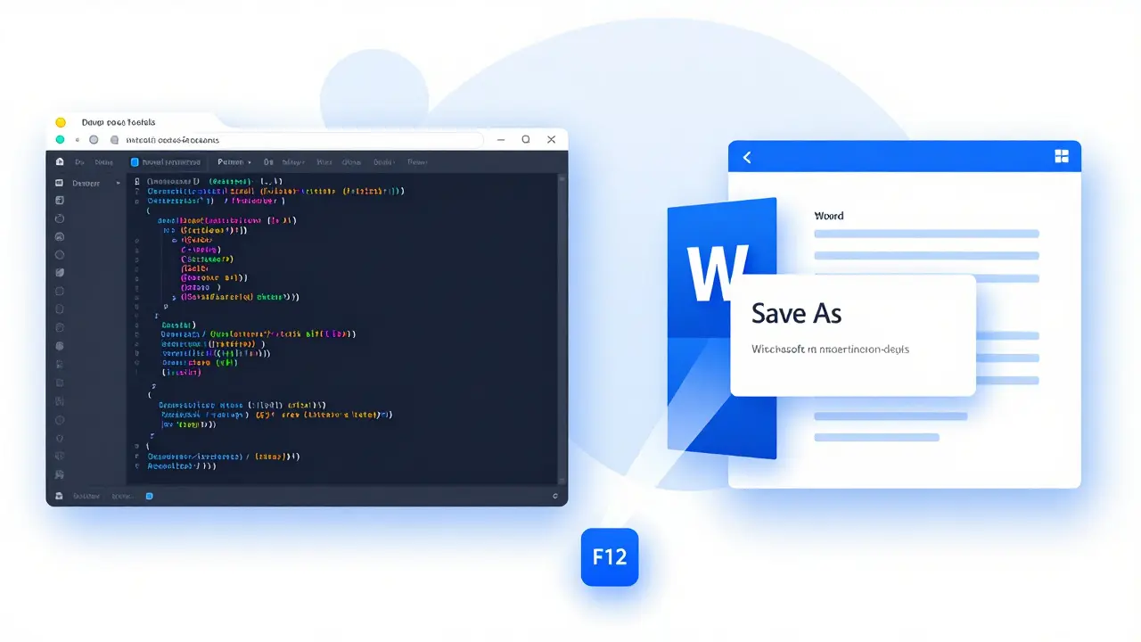 Grafik zeigt die Funktionen von F12 in Browsern und Office-Programmen